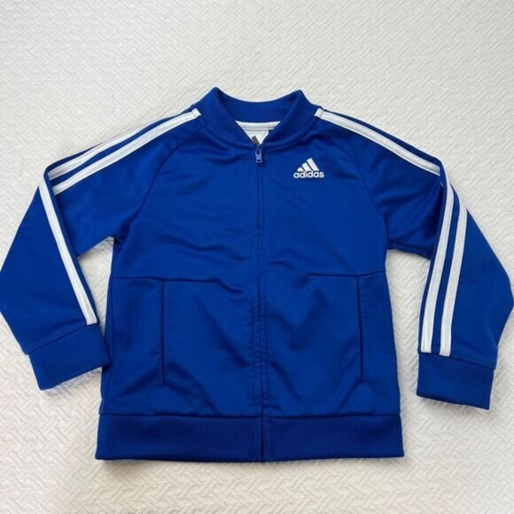 Adidas Toddler Size 3T Blue Full Zip Activewear Jacket Tracksuit Unisex Boy Girl - Picture 1 of 12